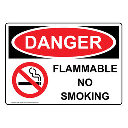 OSHA DANGER Flammable No Smoking Sign With Symbol