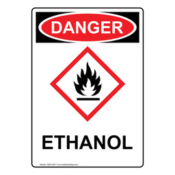 Portrait OSHA DANGER Ethanol Sign With GHS Symbol ODEP-38517