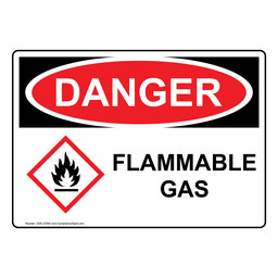OSHA DANGER Flammable Gas Sign With GHS Symbol