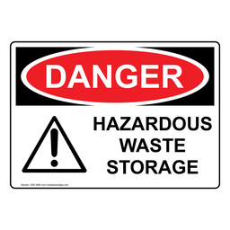 OSHA DANGER Hazardous Waste Storage Sign With Symbol