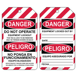 OSHA Do Not Operate Equipment Lockout English + Spanish Lockout Tag