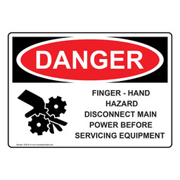 OSHA DANGER Finger - Hand Hazard Sign With Symbol ODE-8114