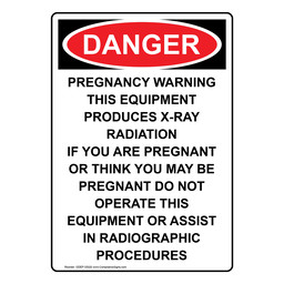 Portrait OSHA DANGER Pregnancy Warning This Equipment Sign