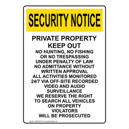 No Trespassing/Security - Keep Off / Out Signs and Labels