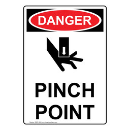 Portrait OSHA DANGER Pinch Point Sign With Symbol ODEP-5250