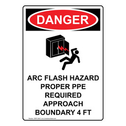 Portrait OSHA DANGER Arc Flash Hazard Proper Sign With Symbol ODEP-36457
