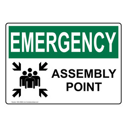OSHA EMERGENCY Assembly Point Sign With Symbol