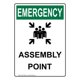 Portrait OSHA EMERGENCY Assembly Point Sign With Symbol
