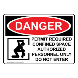 OSHA DANGER Permit Required Confined Sign With Symbol
