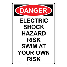 Portrait OSHA DANGER Electric Shock Hazard Risk Swim Sign