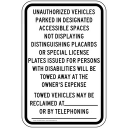 California Unauthorized Vehicles Will be Towed Sign