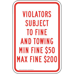 Violators Subject To Fine And Towing Sign PKE-21055-Pennsylvania