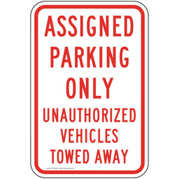 Assigned Parking Only Sign for Parking Control