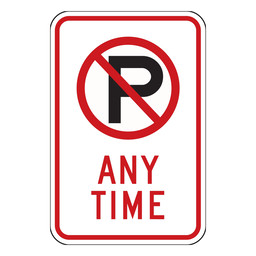 Reflective No Parking Any Time Sign, 18x12 in. 80 mil Aluminum