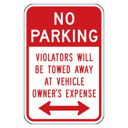 Reflective No Parking Violators Will Be Towed Sign, 18x12 in. 80 mil Aluminum