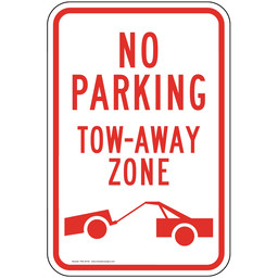No Parking Tow Away Zone Sign With Symbol PKE-20195