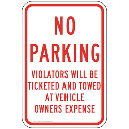 No Parking Violators Ticketed And Towed Sign PKE-20255