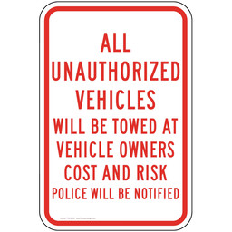 Unauthorized Vehicles Will Be Towed Sign PKE-20260