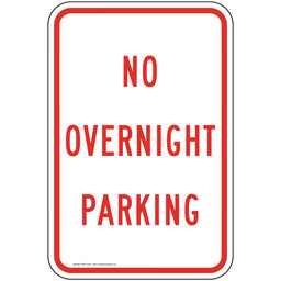 No Overnight Parking Sign for Parking Control