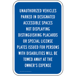 Portrait Unauthorized Vehicles Parked Reflective Sign PKE-37005