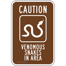 Venomous Snakes In Area Sign With Symbol