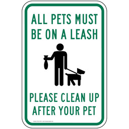 Pets Must Be Leashed Sign With Symbol PKE-16726