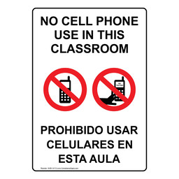 No Cell Phone In Classroom Bilingual Sign
