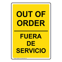 Out Of Order Bilingual Sign for Restrooms