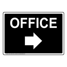 Black OFFICE Right Arrow Sign