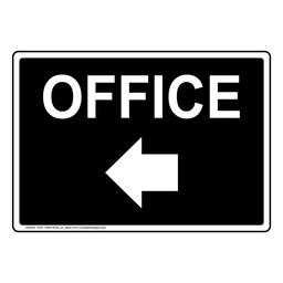 Black OFFICE Left Arrow Sign NHE-13904-White_on_Black