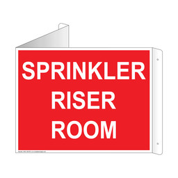 Red Triangle-Mount SPRINKLER RISER ROOM Sign