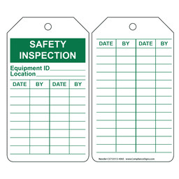 Safety Inspection Tags For Monthly Inspection - Equipment - Machinery