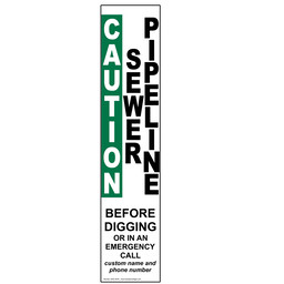 Sewer Pipeline Call Before Digging Label for Hazmat, 14x3 in. Vinyl