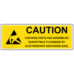 Parts Susceptible To Damage By ESD Label for Electrical NHE-18414