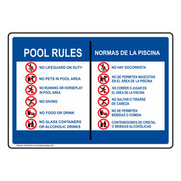 Pool Rules With Symbols Bilingual Sign