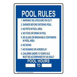 Pool Rules Sign for Recreation