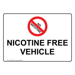 Nicotine Free Vehicle Sign With Symbol