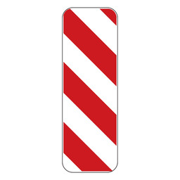 Reflective Red / White Diagonal Left Stripes Warning Sign
