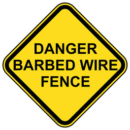 Danger Barbed Wire Fence Sign for Agriculture NHE-17486