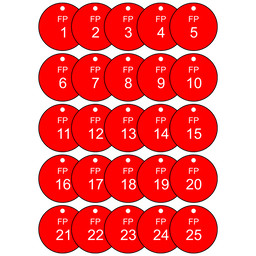 FP Fire Protection 1-25 Valve Tags ET-8S125-RND-WHTonRed