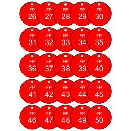 FP Fire Protection 26-50 Valve Tags ET-8S2650-RND-WHTonRed