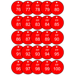 FP Fire Protection 76-100 valve Tags ET-8S76100-RND-WHTonRed