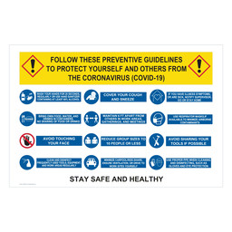 Follow These Preventive Guidelines Contractor-Grade COVID-19 Sign