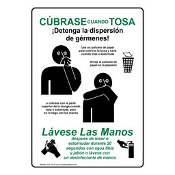 Cover Your Cough Stop The Spread Of Germs Spanish Sign
