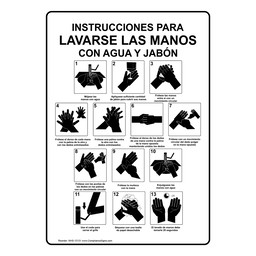 Hand Washing Instructions For Soap And Water Spanish Sign