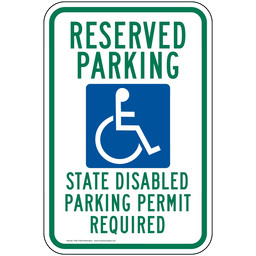 ADA State Disabled Permit Required Sign