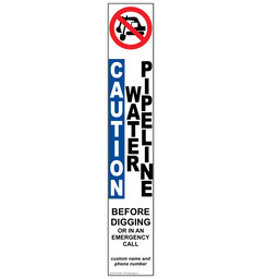 Water Pipeline Call Before Digging Label for Pipeline / Utility, 18x3 in. Vinyl