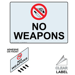NO WEAPONS Label with Symbol and Front Adhesive NHE-16352-Reverse