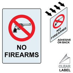 Portrait Clear NO FIREARMS Label With Symbol NHEP-16354