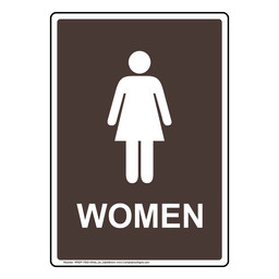 Portrait Dark Brown Women Restroom Sign With Symbol RREP-7000-White_on_DarkBrown